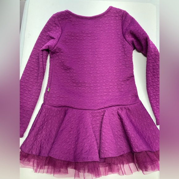 Dollie & Me Girl’s Dress, Size 7, Purple With Quilted Hearts, Tulled Underhem - Picture 2 of 2